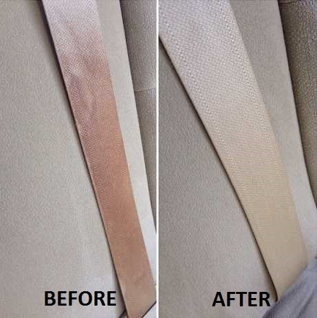 The before and after results of cleaning your seat belt