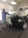 A clean and neat refinishing preparation area allows for a professional job to be done at Chaz Limited Collision Express Downtown, Anchorage, AK, 99501.