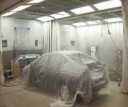 A clean and neat refinishing preparation area allows for a professional job to be done at Don K Chevrolet And Subaru Body Shop, Whitefish, MT, 59937-2546.