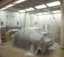 A clean and neat refinishing preparation area allows for a professional job to be done at Helfman Ford, Stafford, TX, 77477.
