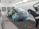 A clean and neat refinishing preparation area allows for a professional job to be done at Richard Karr Collision, Waco, TX, 76712.